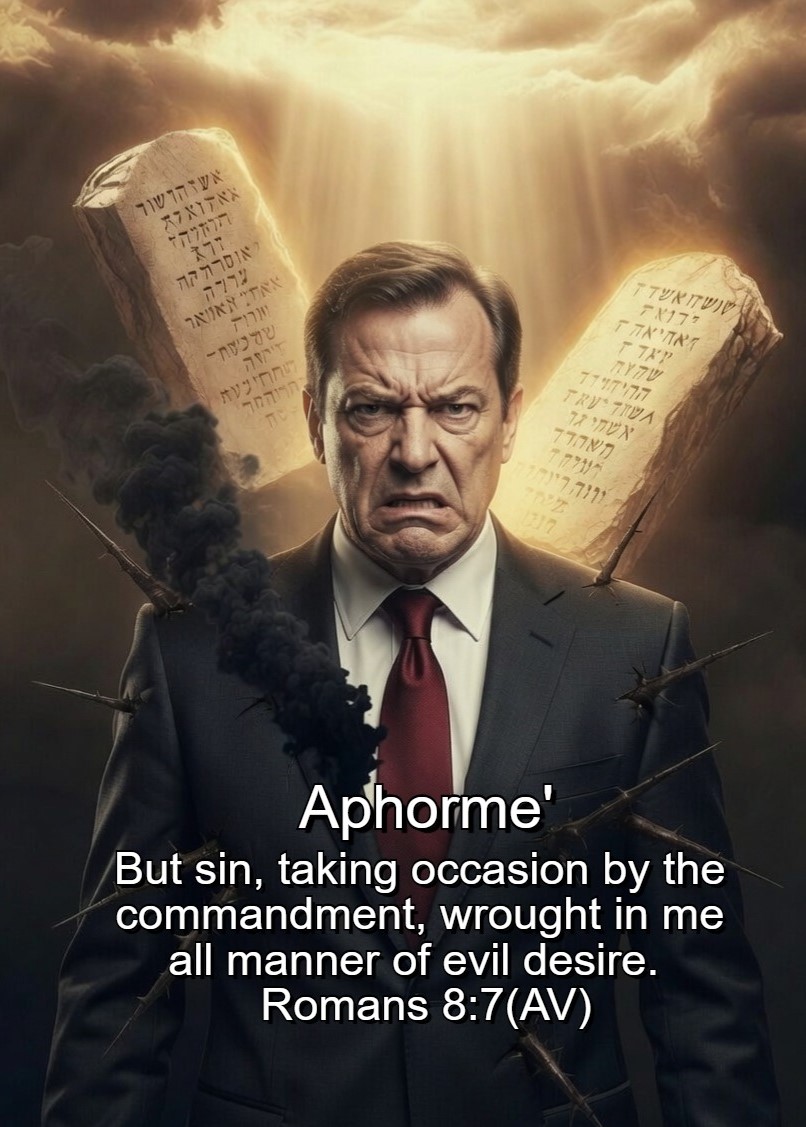 Aphorme is the process of the heart launching an aroused ugliness when challenged by the Law of the Lord